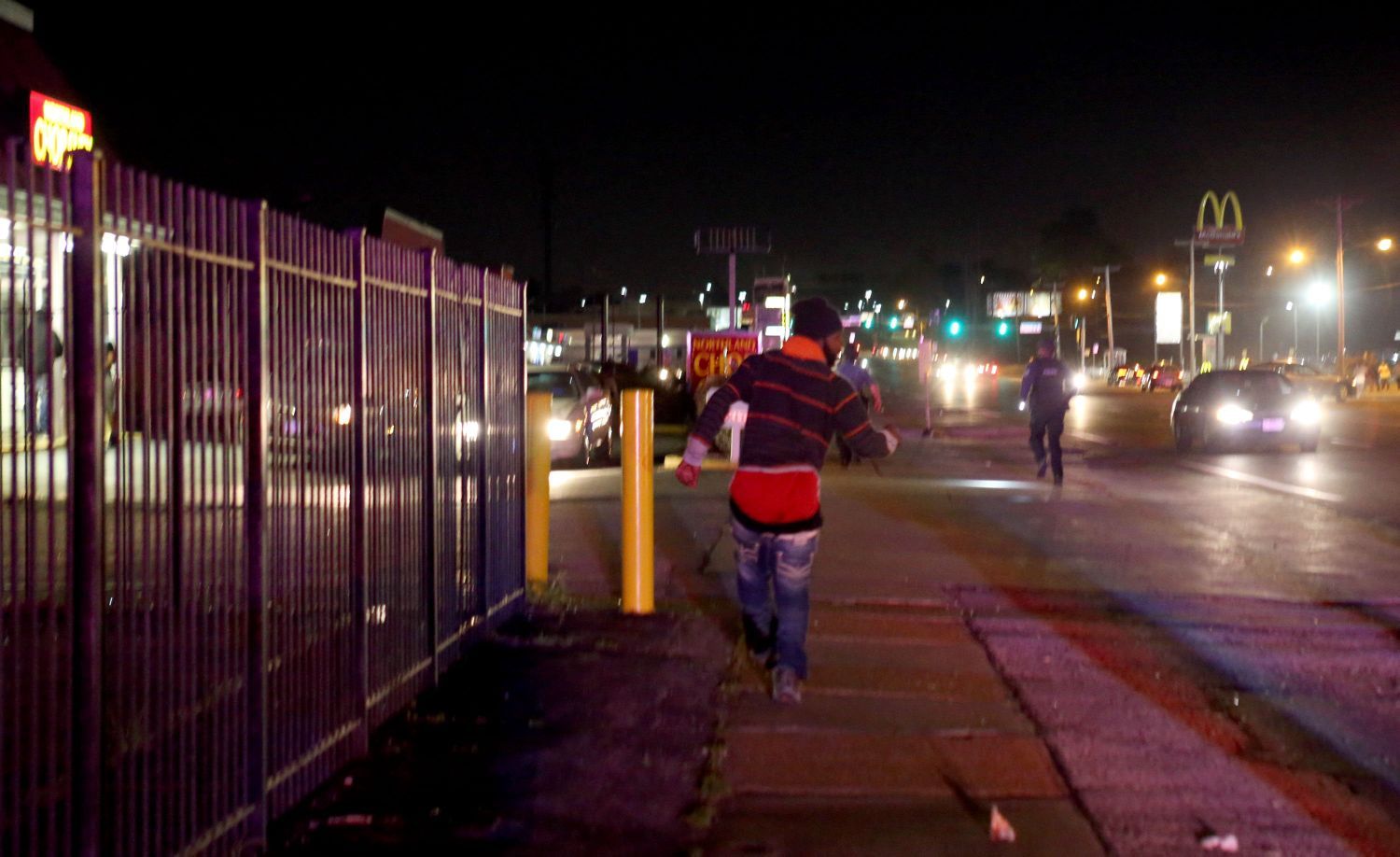 A man is shot in the leg during protest in Ferguson